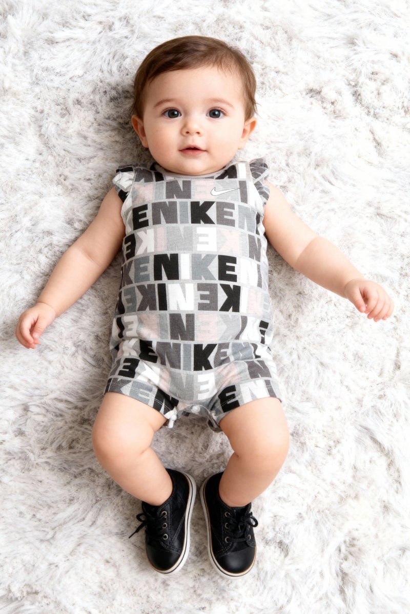 Nike Toddlers Girl Brand Logo Sleeveless Romper, Multicolor - Image 1